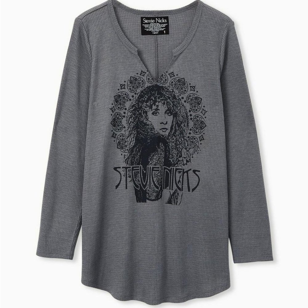 Stevie Nicks Grey Waffle Knit Long Sleeve Tee Licenced TORRID Size 3